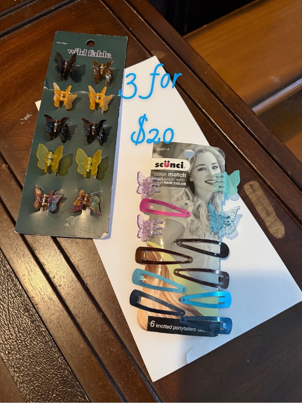 Multi color hair clip assortment 3itemsfor$20
